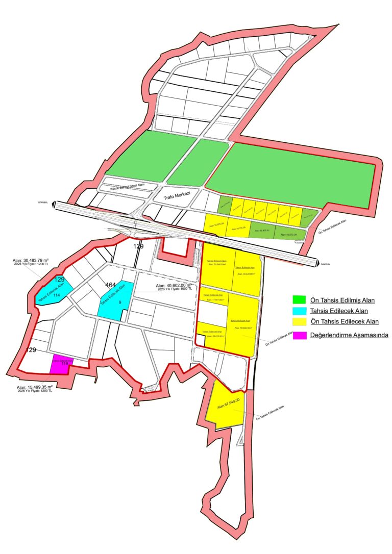 Çerkeş OSB Tahsis Edilmemiş Boş Parseller